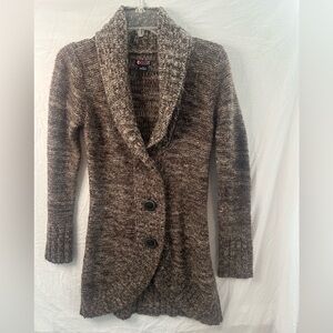 Kiss It Brown Marled Shawl Collar Button Cardigan Sweater Small